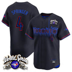 Silnrao T.Blue Jays #4 George Springer Player Black 2025 American League City Connect Limited Stitched Jerseys