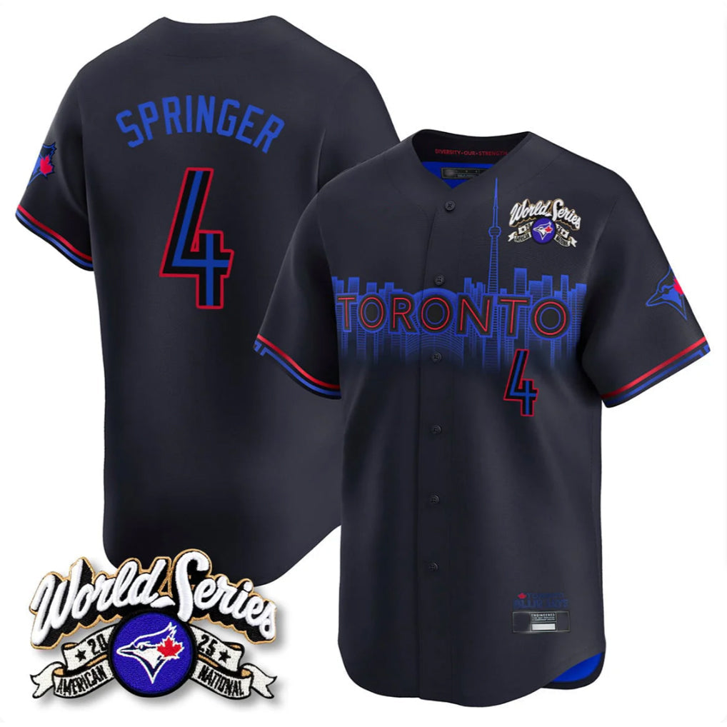 Silnrao T.Blue Jays #4 George Springer Player Black 2025 American League City Connect Limited Stitched Jerseys