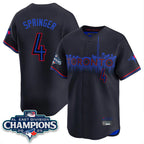 Silnrao T.Blue Jays #4 George Springer Player Black AL East Division City Connect Limited Stitched Jerseys