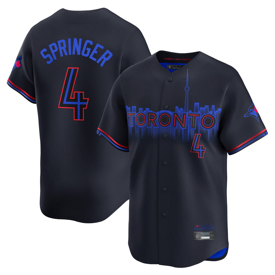 Silnrao T.Blue Jays #4 George Springer Player Black City Connect Limited Stitched Jerseys