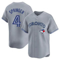 Silnrao T.Blue Jays #4 George Springer Player Gray Home Limited Stitched Jerseys
