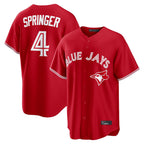 Silnrao T.Blue Jays #4 George Springer Player Red Home Game Stitched Jerseys
