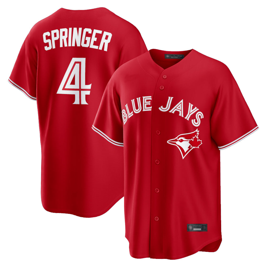 Silnrao T.Blue Jays #4 George Springer Player Red Home Game Stitched Jerseys