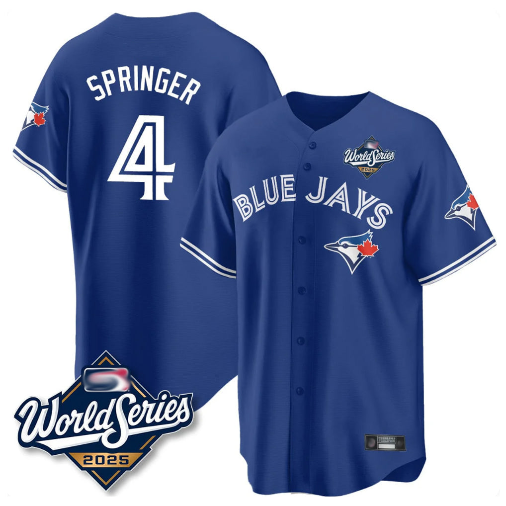 Silnrao T.Blue Jays #4 George Springer Player Royal 2025 American League Game All Stitched Jersey