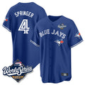 Silnrao T.Blue Jays #4 George Springer Player Royal 2025 American League Game All Stitched Jersey