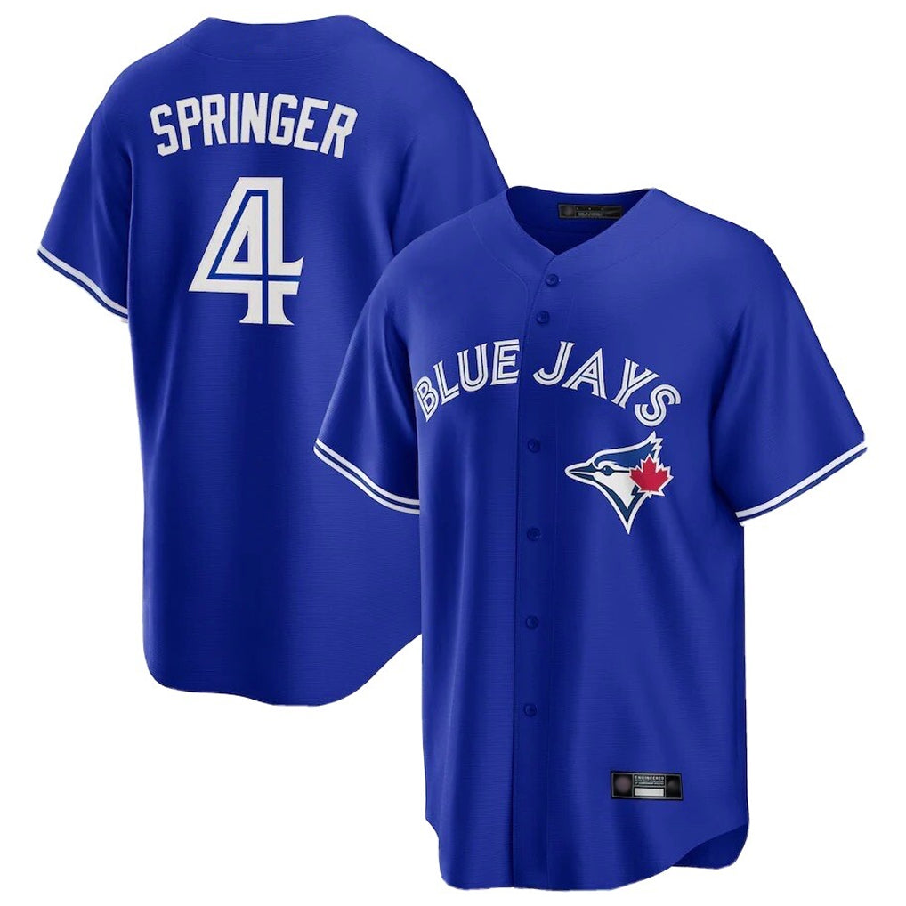 Silnrao T.Blue Jays #4 George Springer Player Royal Home Game Stitched Jerseys