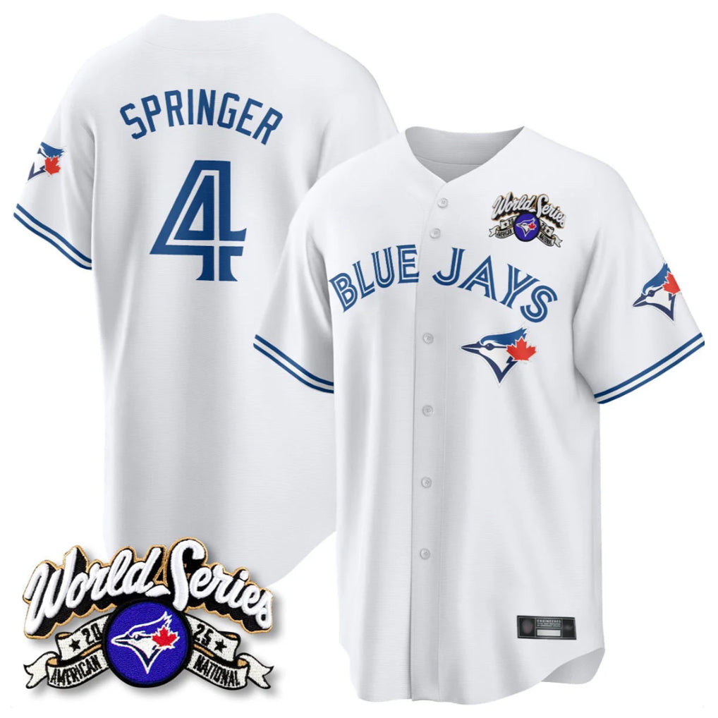 Silnrao T.Blue Jays #4 George Springer Player White 2025 American League All Stitched Jersey