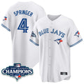 Silnrao T.Blue Jays #4 George Springer Player White 2025 World Series Stitched Jerseys