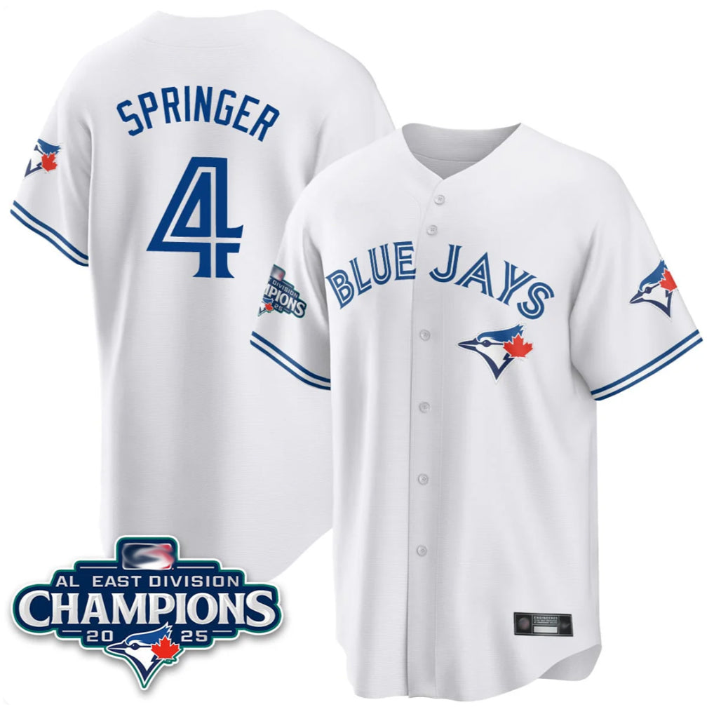 Silnrao T.Blue Jays #4 George Springer Player White 2025 World Series Stitched Jerseys
