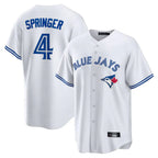 Silnrao T.Blue Jays #4 George Springer Player White Home Game Stitched Jerseys