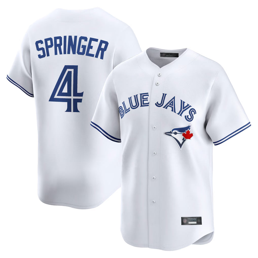 Silnrao T.Blue Jays #4 George Springer Player White Home Limited Stitched Jerseys