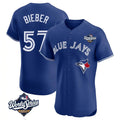 Silnrao T.Blue Jays #57 Shane Bieber Player Royal Home Stitched Jerseys