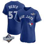 Silnrao T.Blue Jays #57 Shane Bieber Player Royal Home Stitched Jerseys