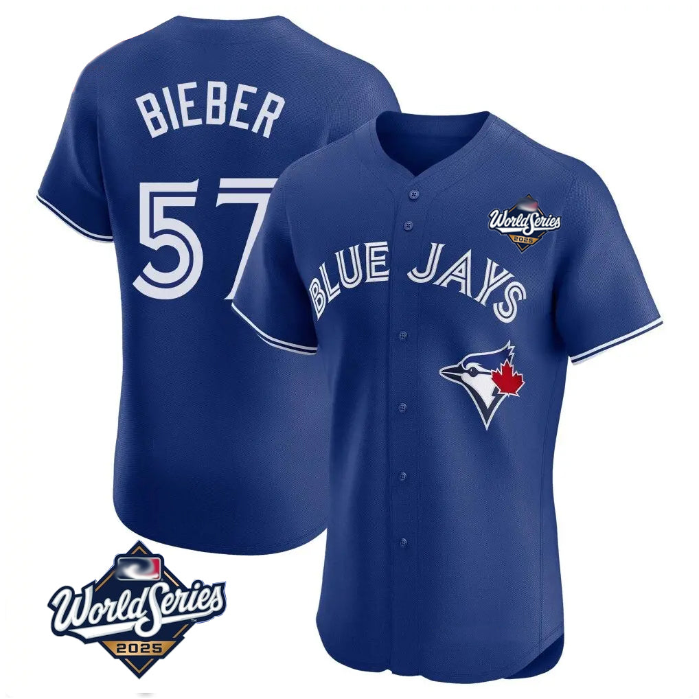 Silnrao T.Blue Jays #57 Shane Bieber Player Royal Home Stitched Jerseys