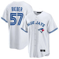 Silnrao T.Blue Jays #57 Shane Bieber Player White Game Stitched Jerseys