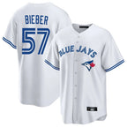 Silnrao T.Blue Jays #57 Shane Bieber Player White Game Stitched Jerseys