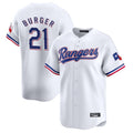 Silnrao T.Rangers #21 Jake Burger Player White&Blue Home Limited Stitched Jerseys