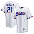 Silnrao T.Rangers #21 Jake Burger Player White Home Limited Stitched Jerseys