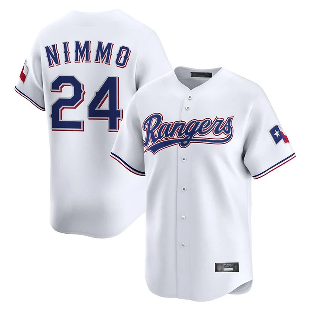 Silnrao T.Rangers #24 Brandon Nimmo Player White Home Limited Stitched Jerseys