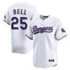 Silnrao T.Rangers #25 Buddy Bell Player White Home Limited Stitched Jerseys