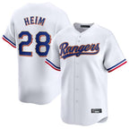 Silnrao T.Rangers #28 Jonah Heim Player White Gold Collection Limited Stitched Jerseys