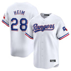 Silnrao T.Rangers #28 Jonah Heim Player White Home Limited Stitched Jerseys