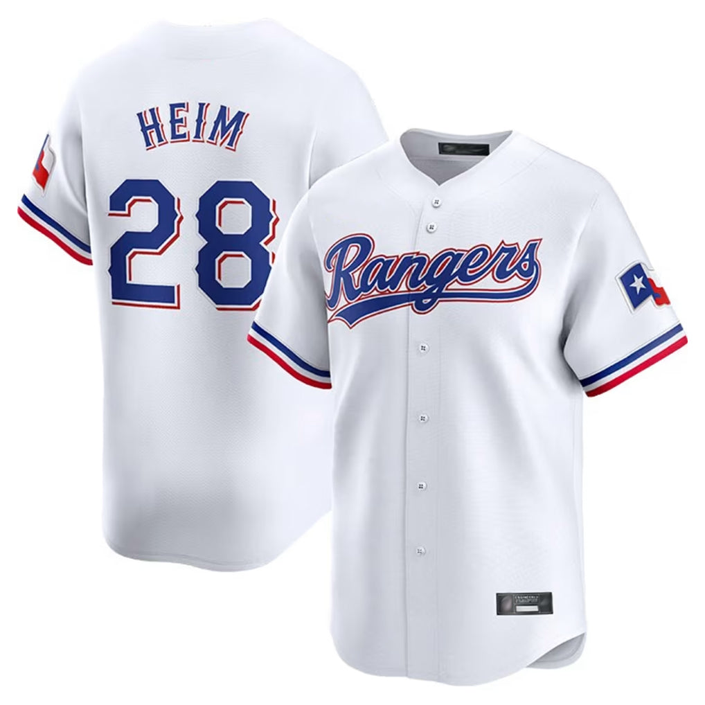 Silnrao T.Rangers #28 Jonah Heim Player White Home Limited Stitched Jerseys