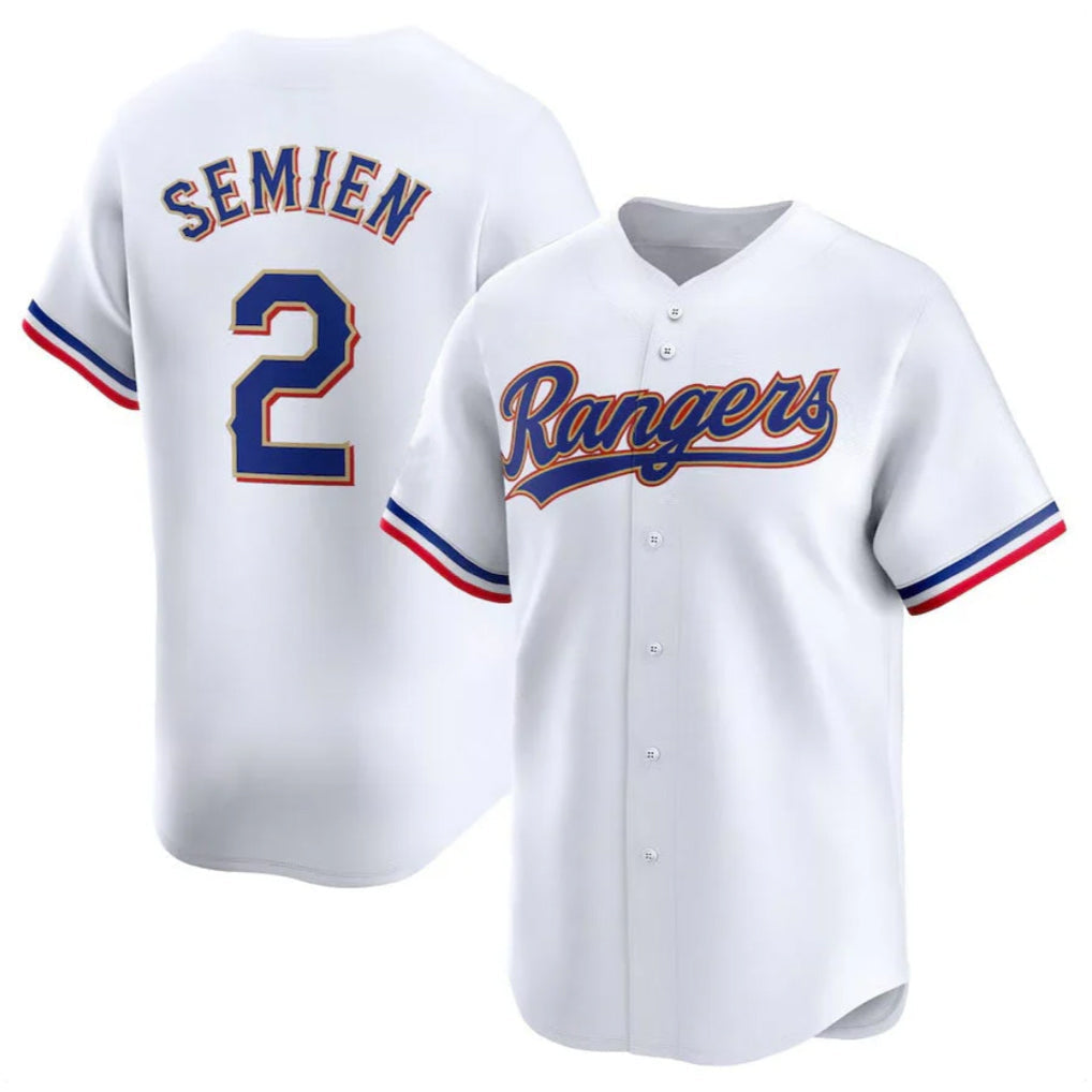 Silnrao T.Rangers #2 Marcus Semien Player Gold Collection Limited White Stitched Jerseys