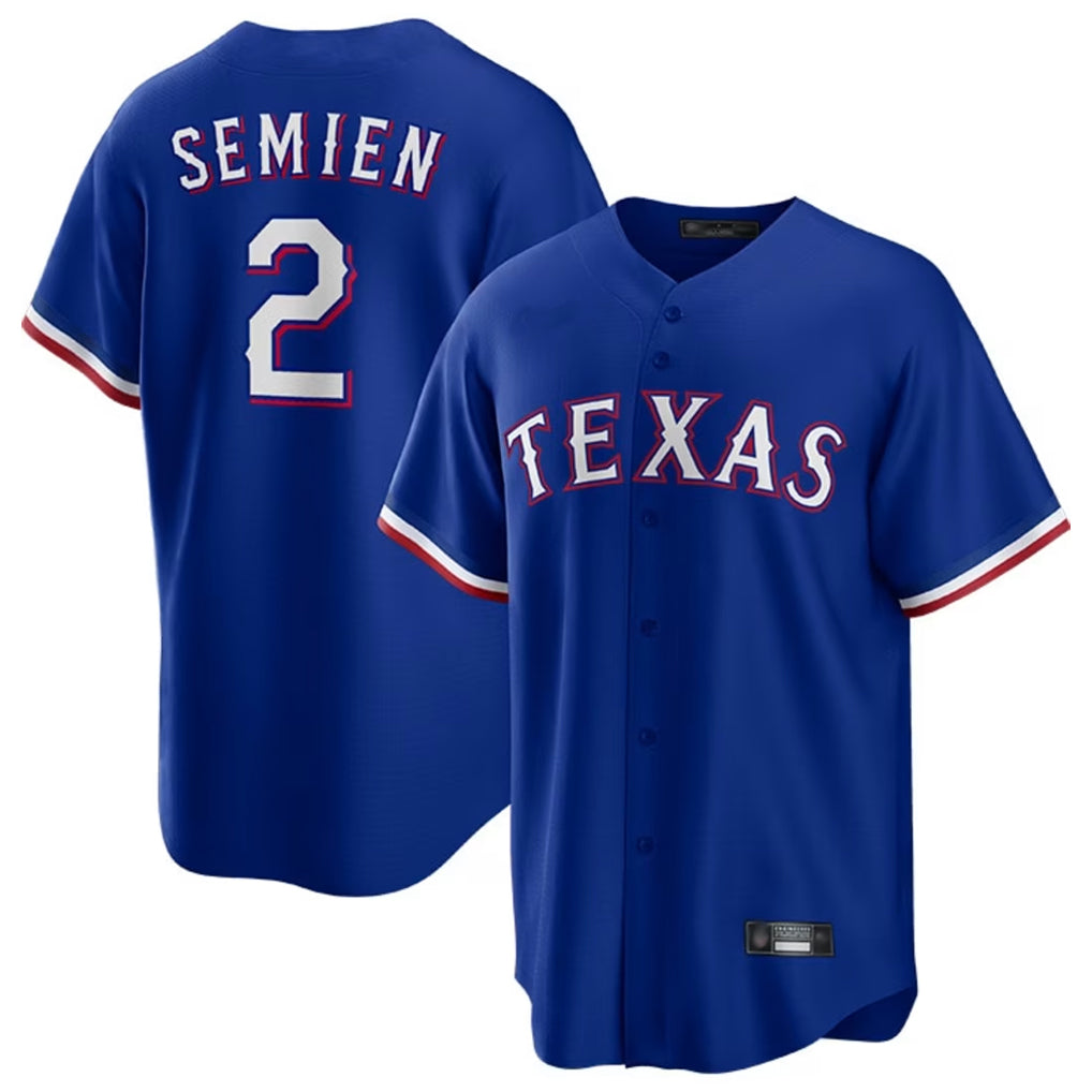 Silnrao T.Rangers #2 Marcus Semien Player Royal Home Game Stitched Jerseys