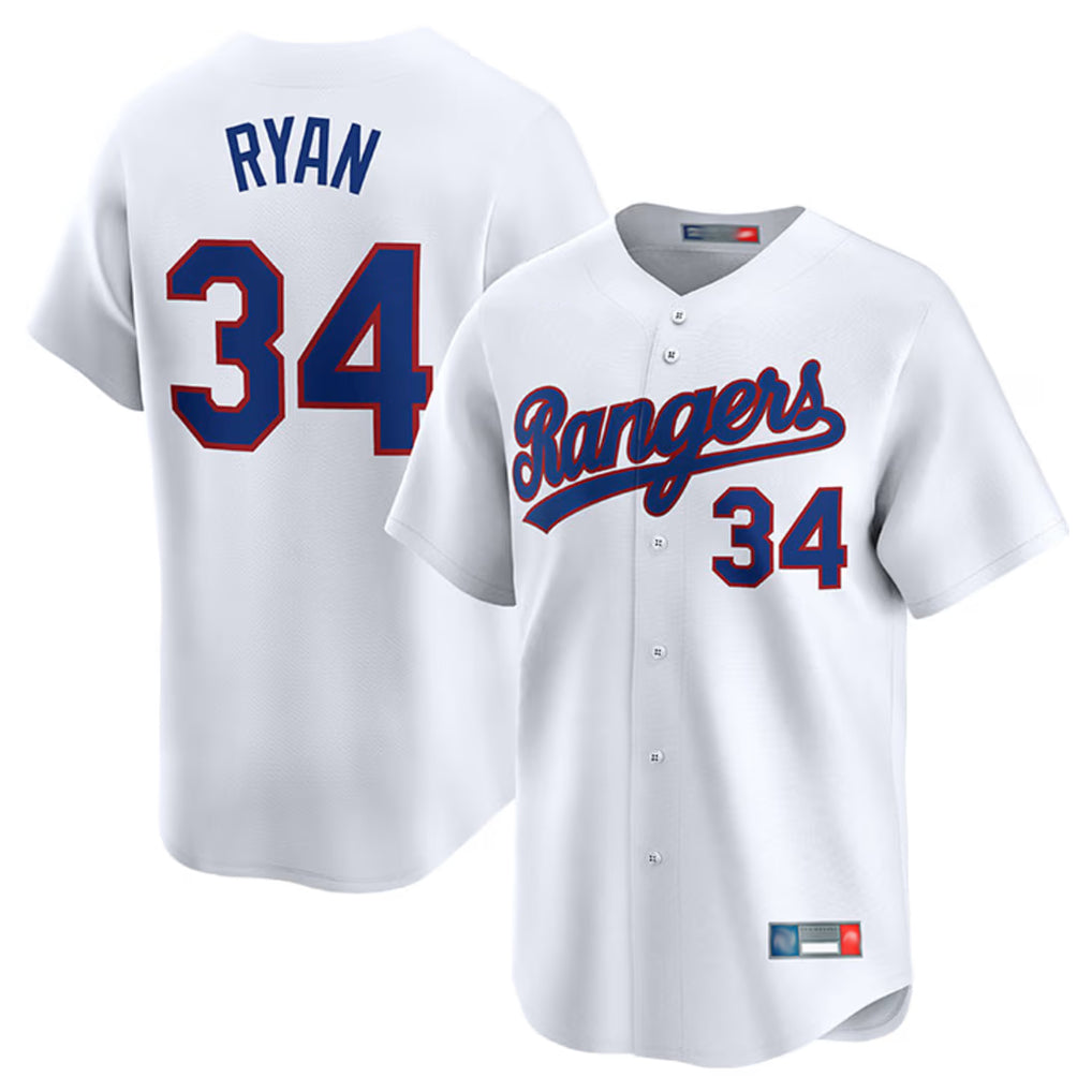 Silnrao T.Rangers #34 Nolan Ryan Player White Home Limited Stitched Jerseys