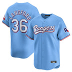 Silnrao T.Rangers #36 Wyatt Langford Player Light Blue Home Limited Stitched Jerseys
