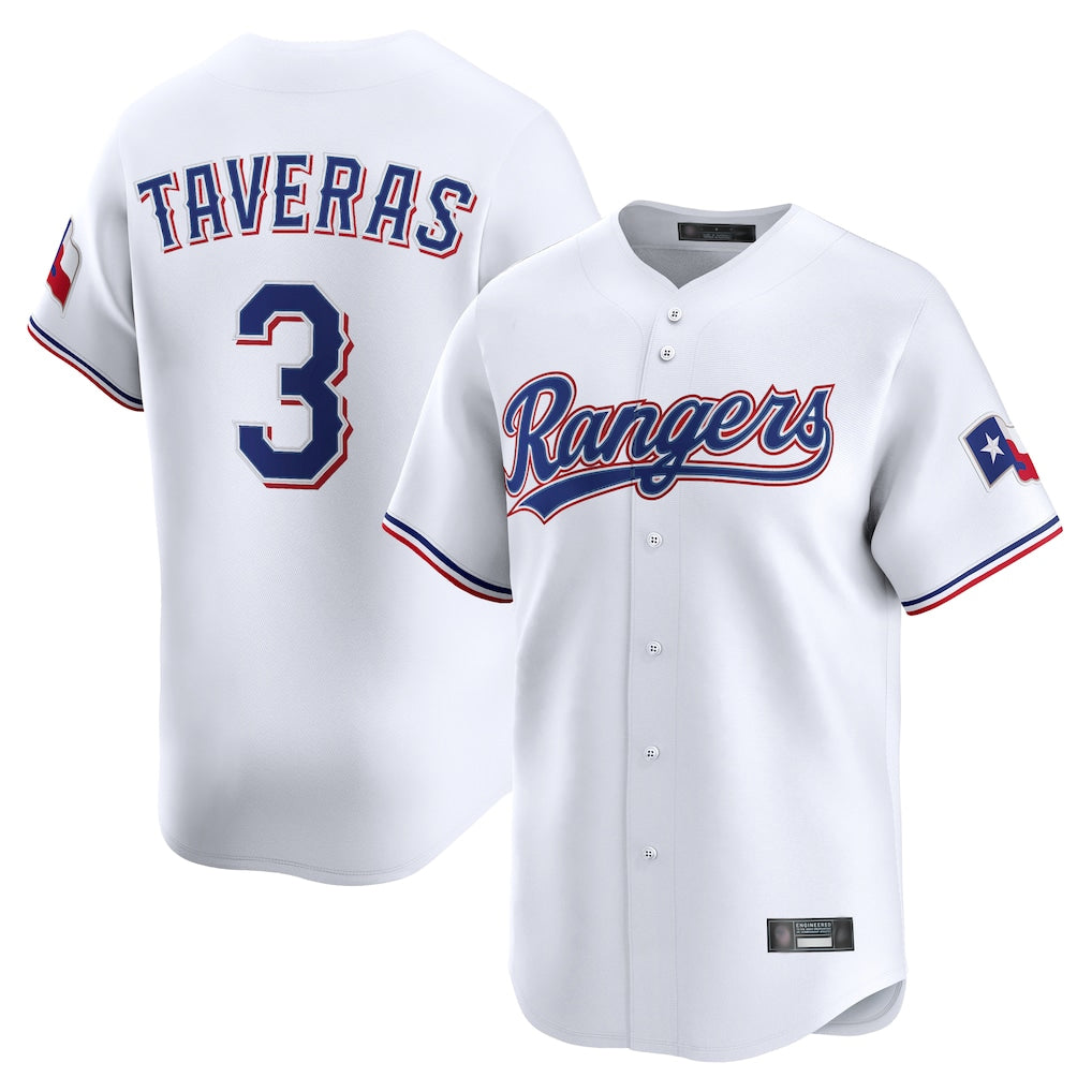 Silnrao T.Rangers #3 Leody Taveras Player White Home Limited Stitched Jerseys