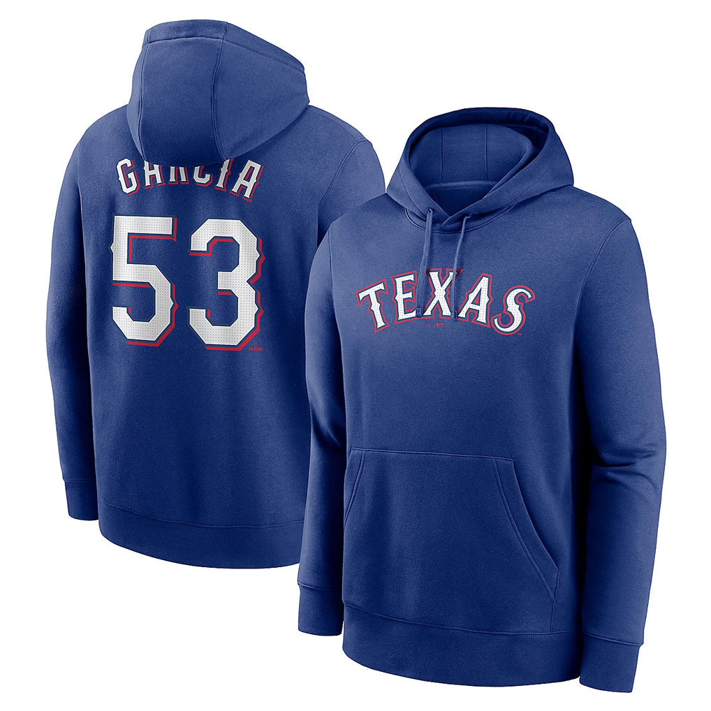 Silnrao T.Rangers #53 Adolis Garcia Player Royal Pullover Hoodie Stitched Jerseys