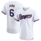 Silnrao T.Rangers #6 Josh Jung Player Gold Collection Elite Limited White Stitched Jerseys