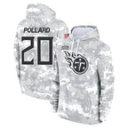 Silnrao T.Titans #20 Tony Pollard Player Arctic Camo Salute To Service Hoodies Game Stitched Jerseys