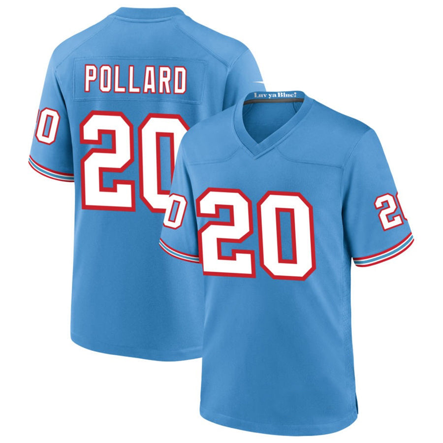 Silnrao T.Titans #20 Tony Pollard Player Light Blue Throwback Alternate Game Stitched Jerseys