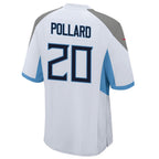 Silnrao T.Titans #20 Tony Pollard Player White Home Game Stitched Jerseys