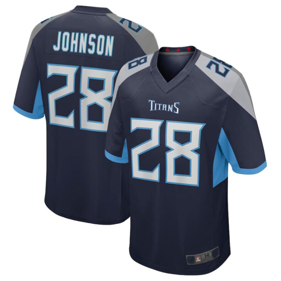 Silnrao T.Titans #28 Chris Johnson Navy Retired Player Game Jersey American Stitched Football Jerseys