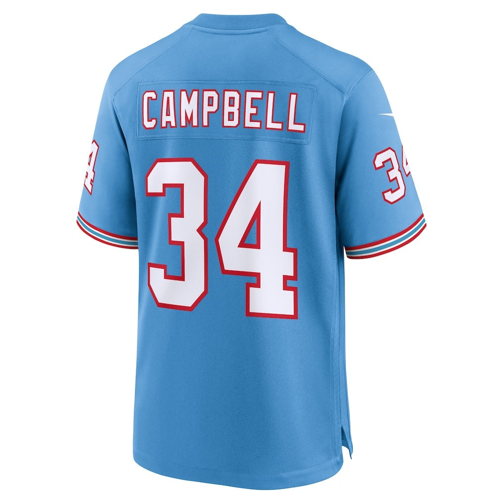 Silnrao T.Titans #34 Earl Campbell Light Blue Retired Player Alternate Game Stitched Jerseys