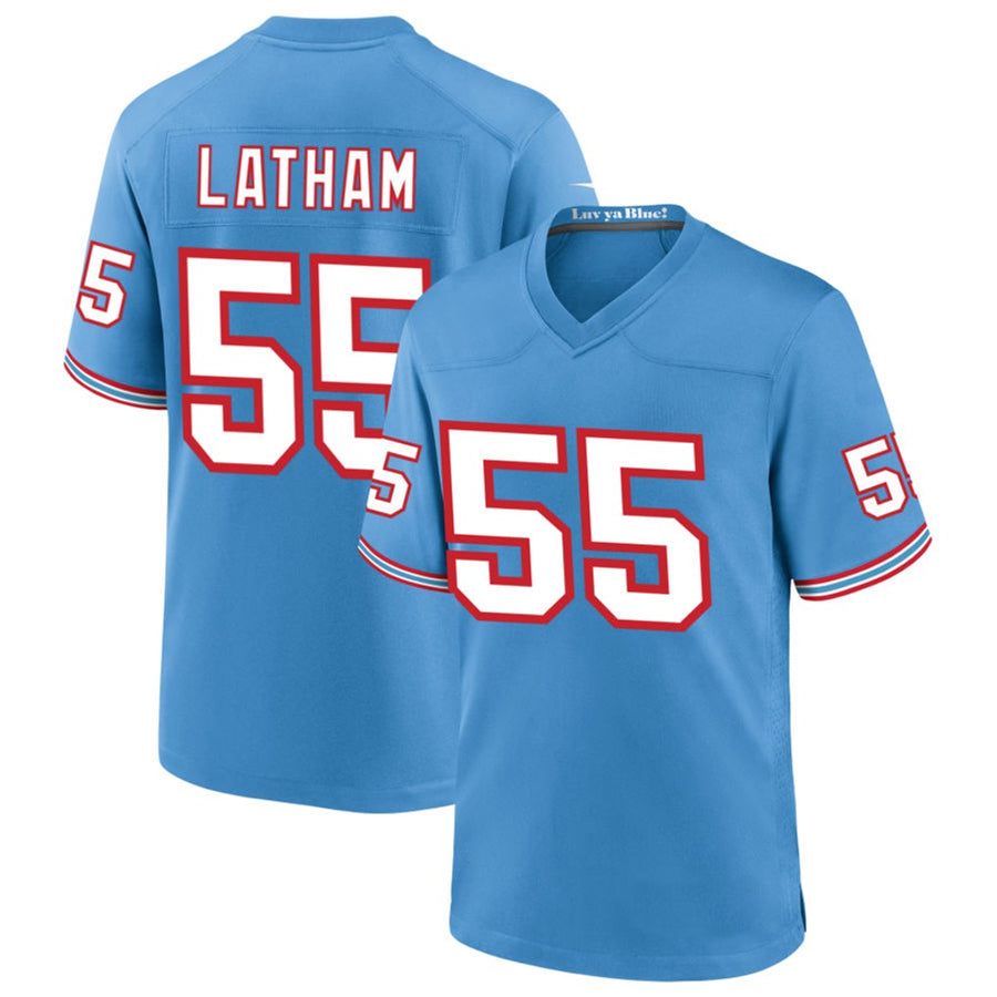 Silnrao T.Titans #55 JC Latham Player Blue Throwback Alternate Game Stitched Jerseys