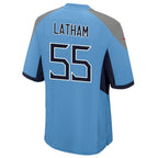 Silnrao T.Titans #55 JC Latham Player Light Blue Home Game Stitched Jerseys