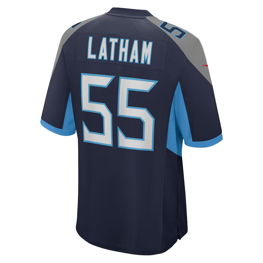Silnrao T.Titans #55 JC Latham Player Navy Home Game Stitched Jerseys