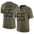 Silnrao T.Titans #55 JC Latham Player Olive Salute To Service Limited Stitched Jerseys
