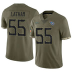 Silnrao T.Titans #55 JC Latham Player Olive Salute To Service Limited Stitched Jerseys