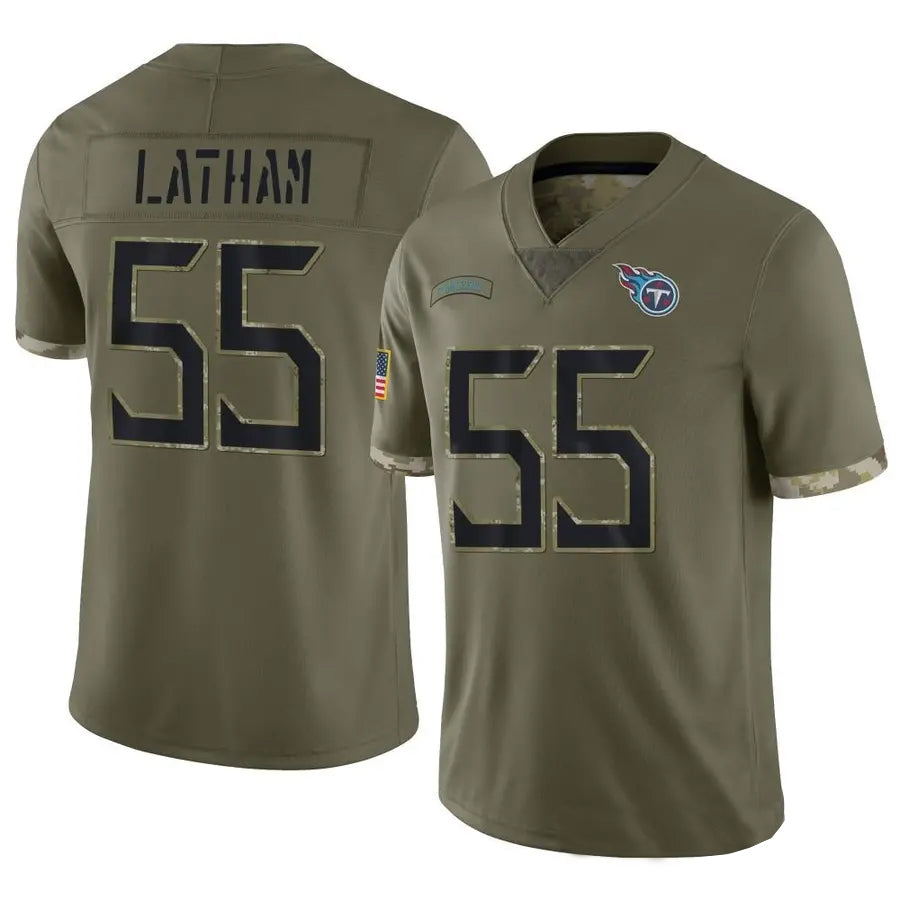 Silnrao T.Titans #55 JC Latham Player Olive Salute To Service Limited Stitched Jerseys