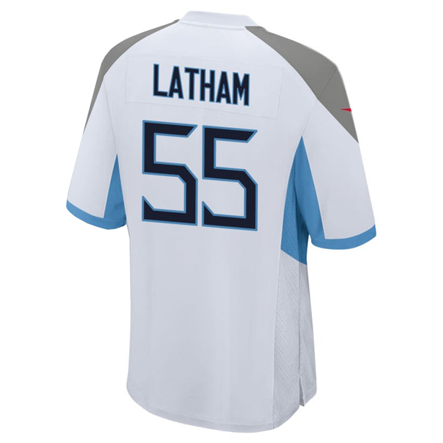 Silnrao T.Titans #55 JC Latham Player White Home Game Stitched Jerseys