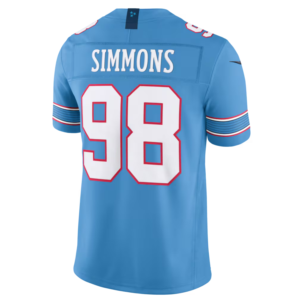 Silnrao T.Titans #98 Jeffery Simmons Light Blue Team Vapor F.U.S.E. Stitched Limited Jerseys