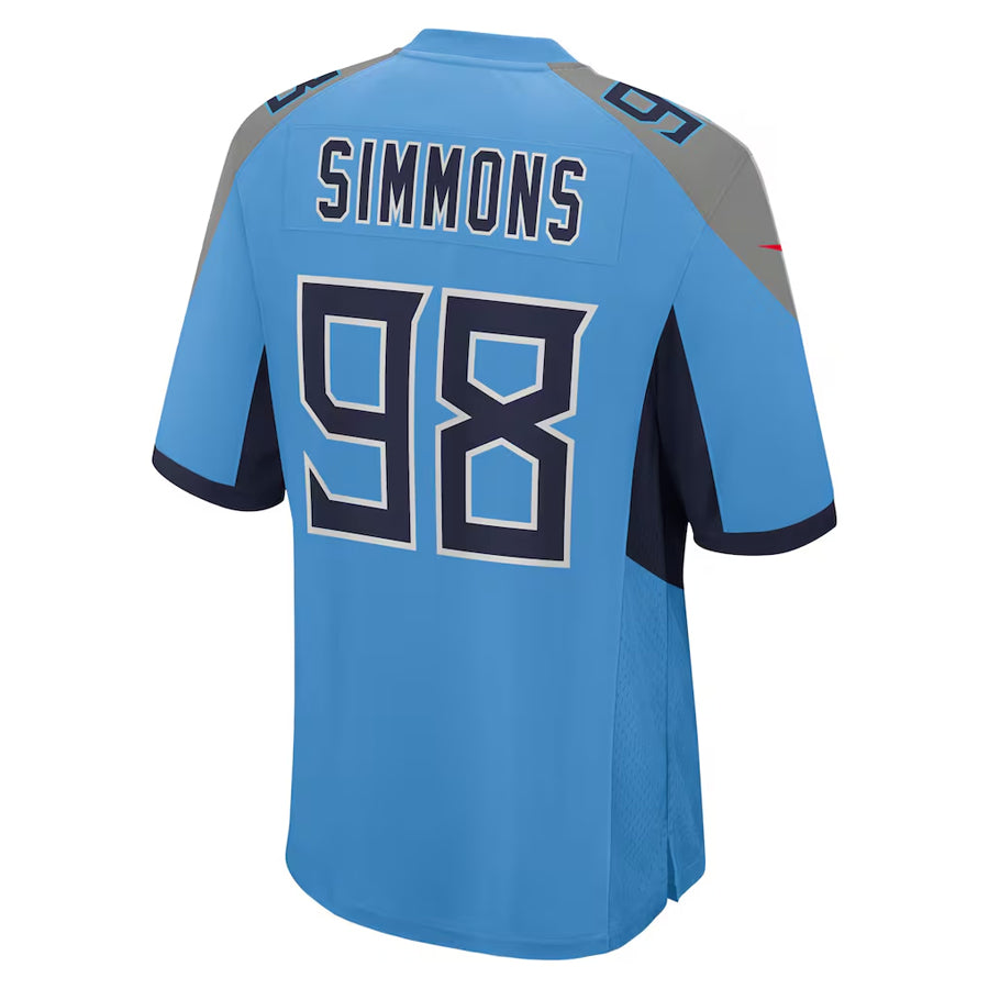 Silnrao T.Titans #98 Jeffery Simmons Player Light Blue Home Game Stitched Jerseys