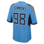Silnrao T.Titans #98 Jeffery Simmons Player Light Blue Home Game Stitched Jerseys