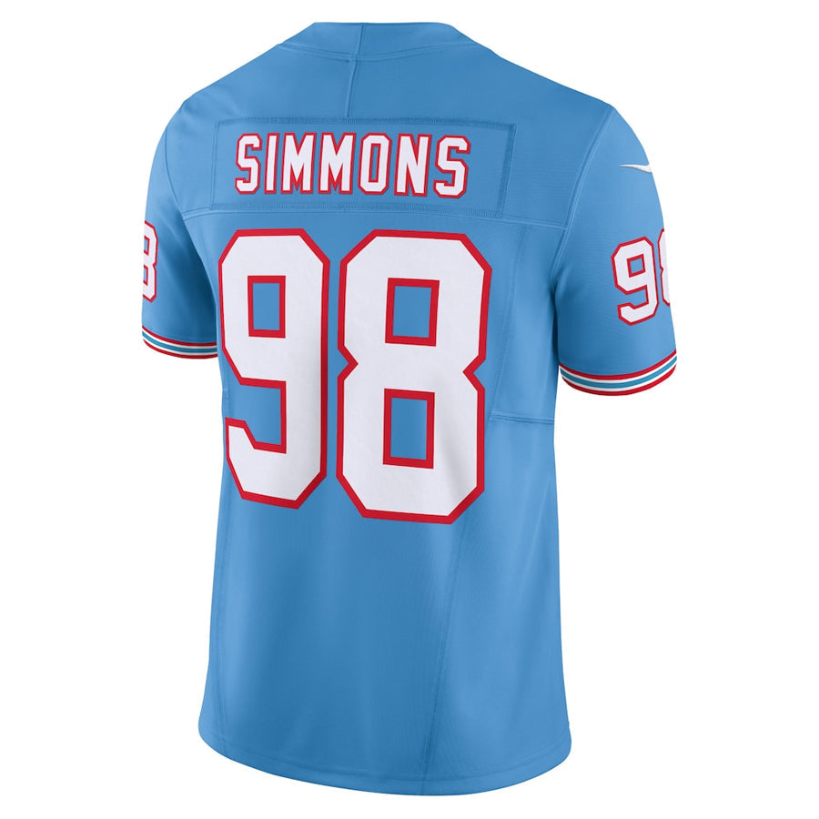 Silnrao T.Titans #98 Jeffery Simmons Player Light Blue Vapor F.U.S.E. Limited Stitched Jerseys